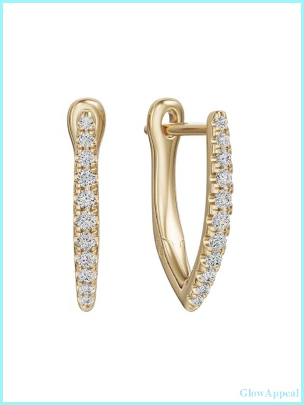 V Shape Huggie Hoop Earrings 24K Gold Vermeil Rhodium-Plated Sterling Silver